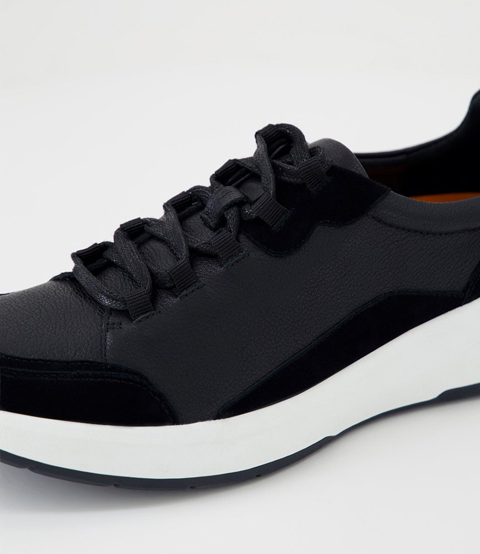 Tru Form Black Leather Suede Sneakers