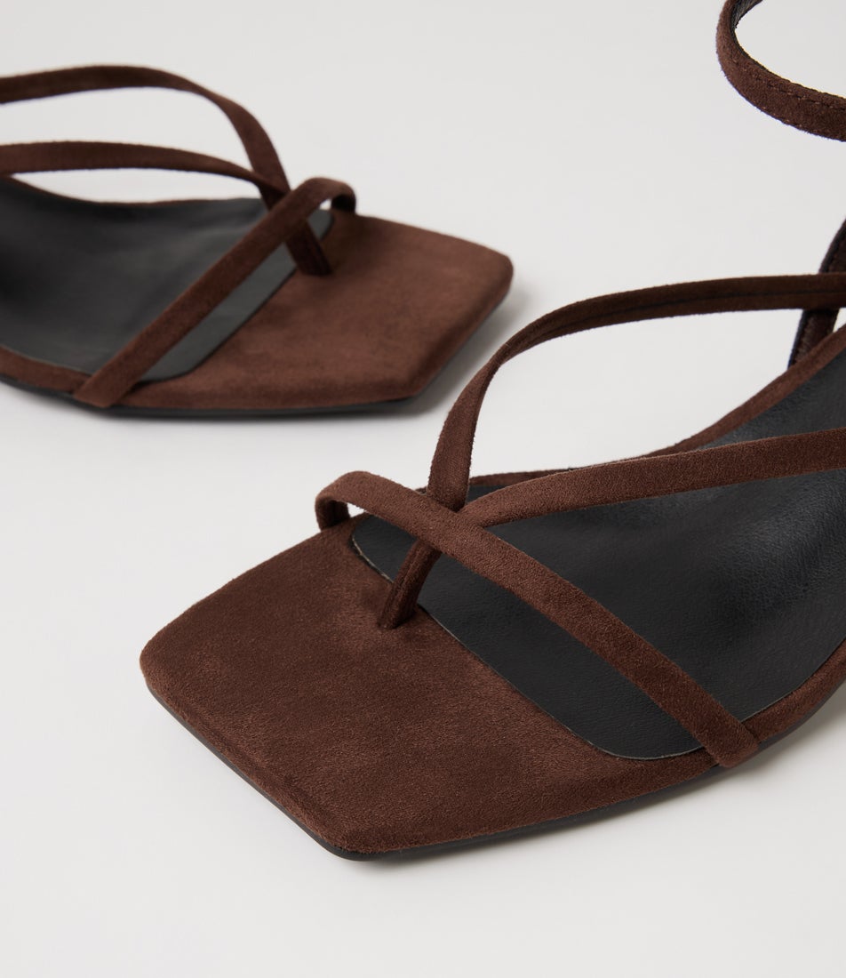 Maeve Chocolate Brown Microsuede Sandals
