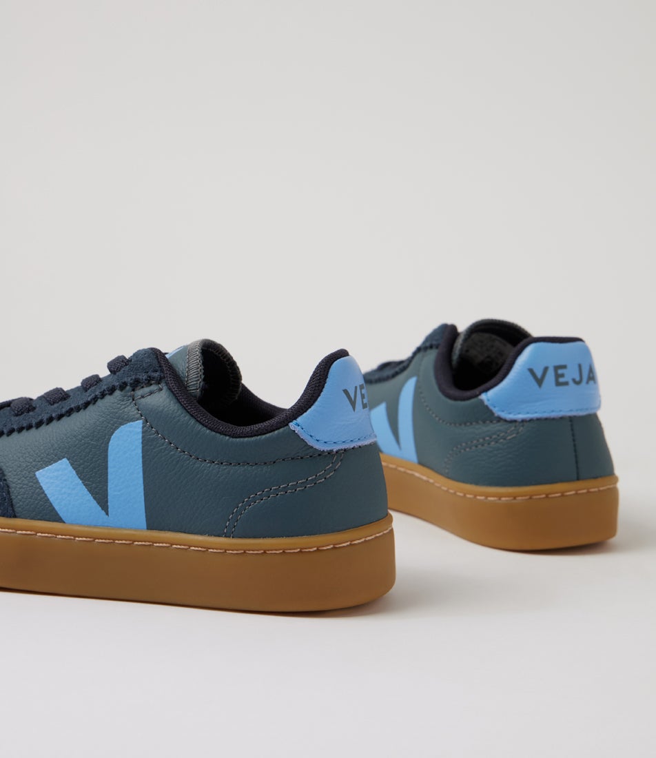 Small Volley Junior California Celeste Leather Court Sneakers