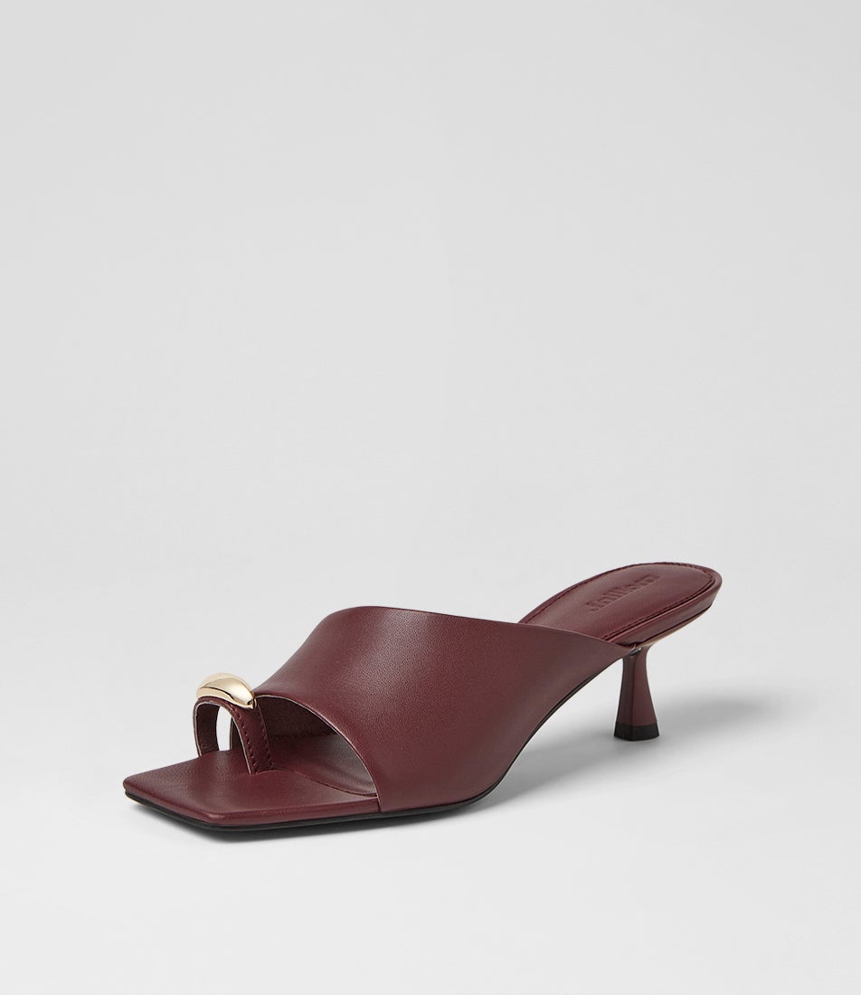Tionee Burgundy Leather Sandals