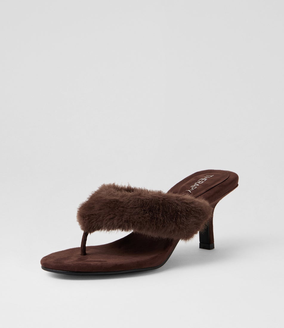 Pookie Chocolate Microsuede Sandals