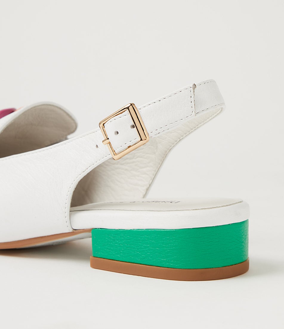 Boma White Bright Multi Leather Heels