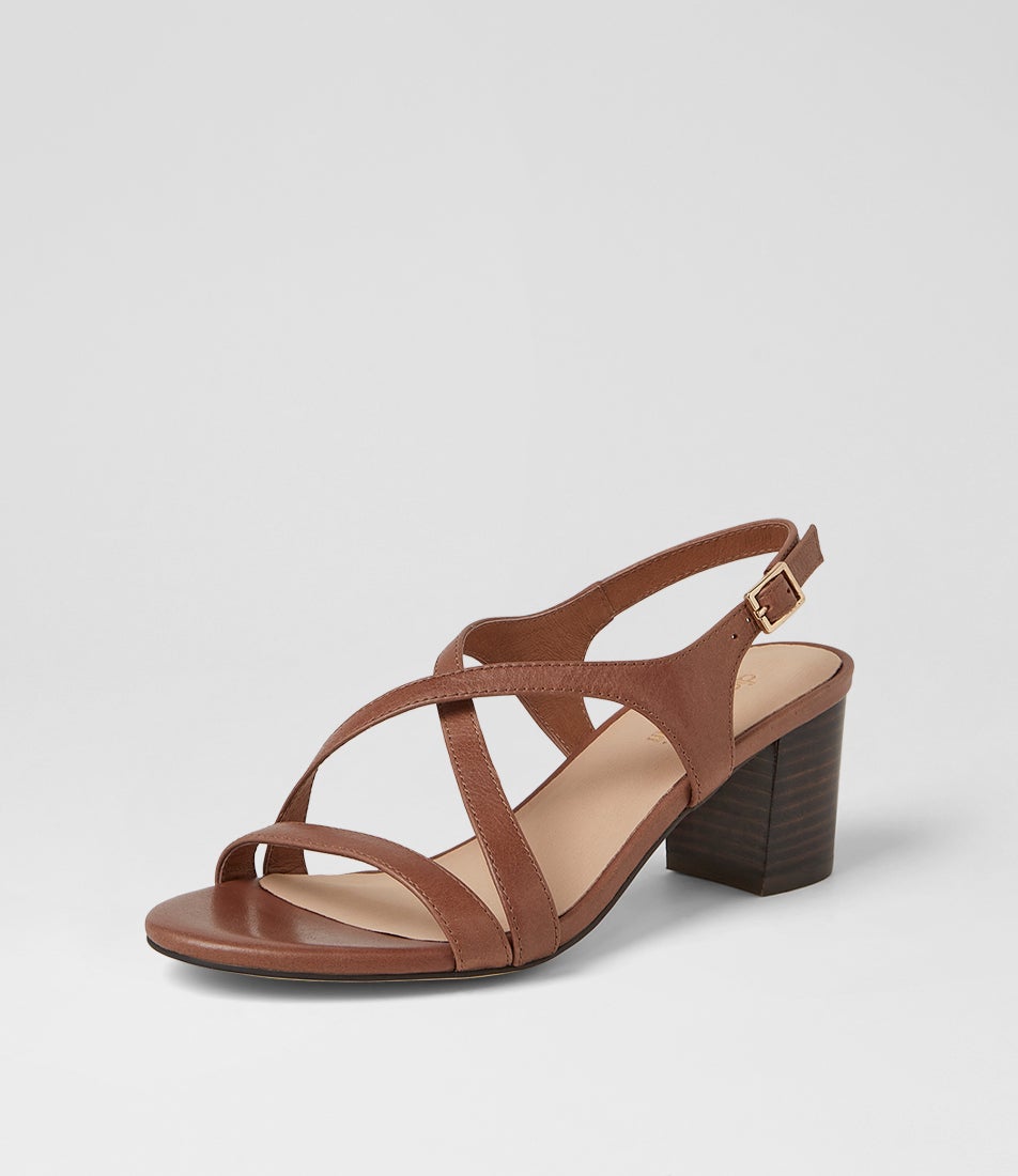 Geness Walnut Dark Brown Leather Sandals