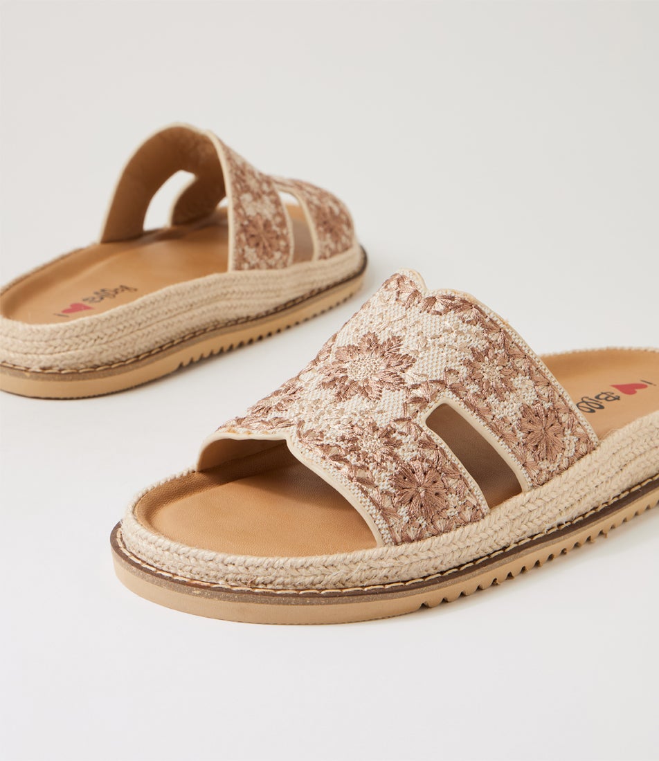 Jintale Natural Embroidery Fabric Slides