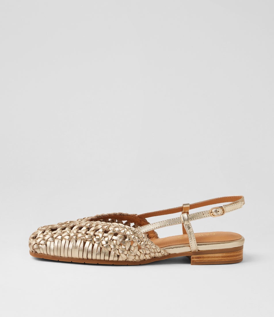 Pen Pale Gold Leather Slingbacks