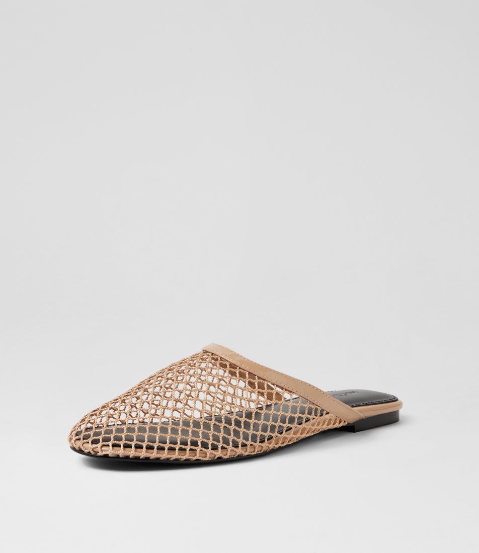 Lallina Nude Patent Mesh Slides