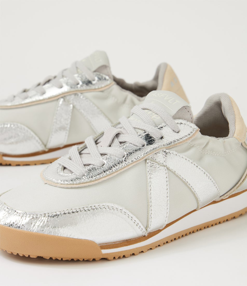 Grace Silver Tan Satin Sneakers