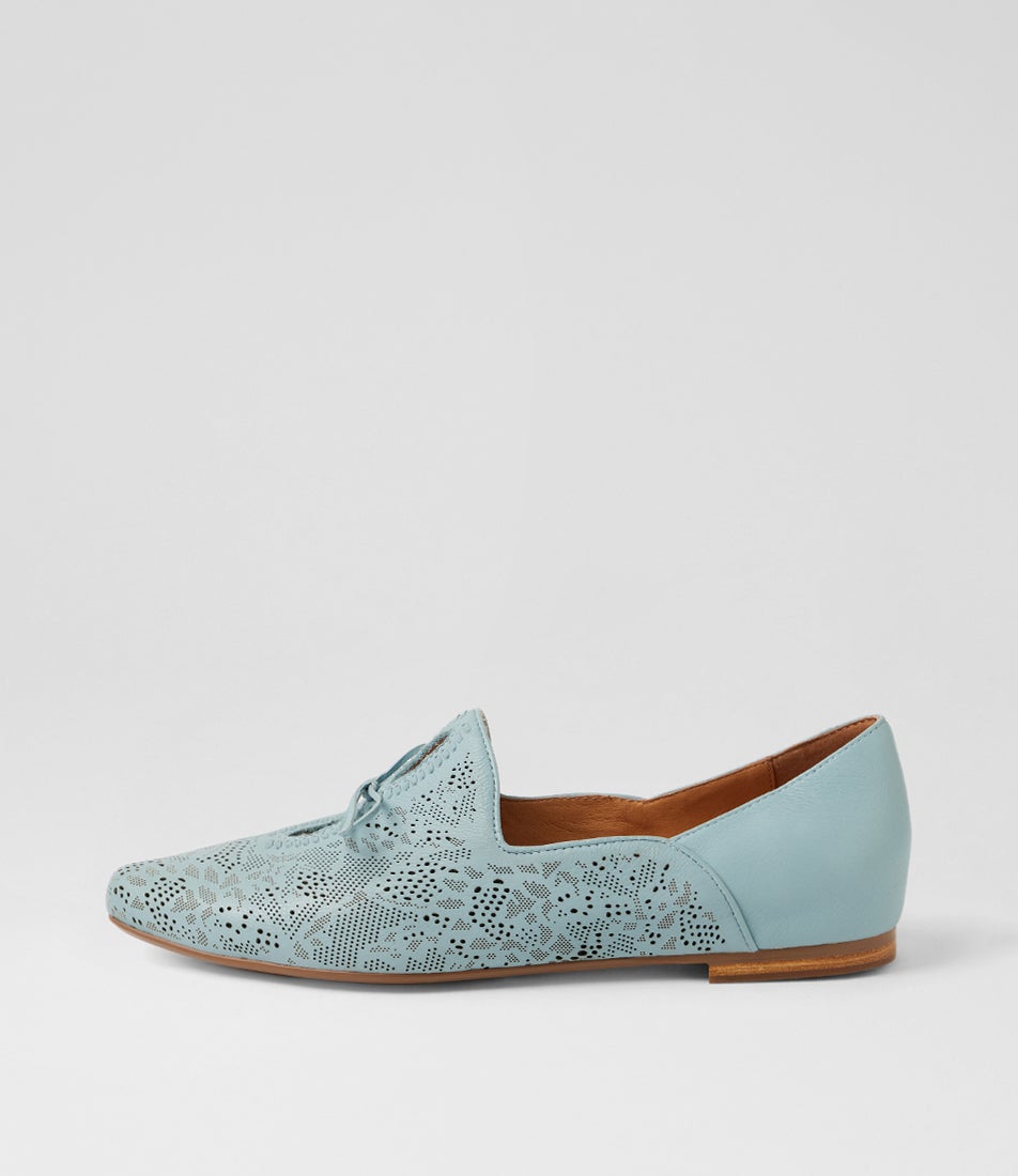 Simmona Denim Leather Flat Shoes