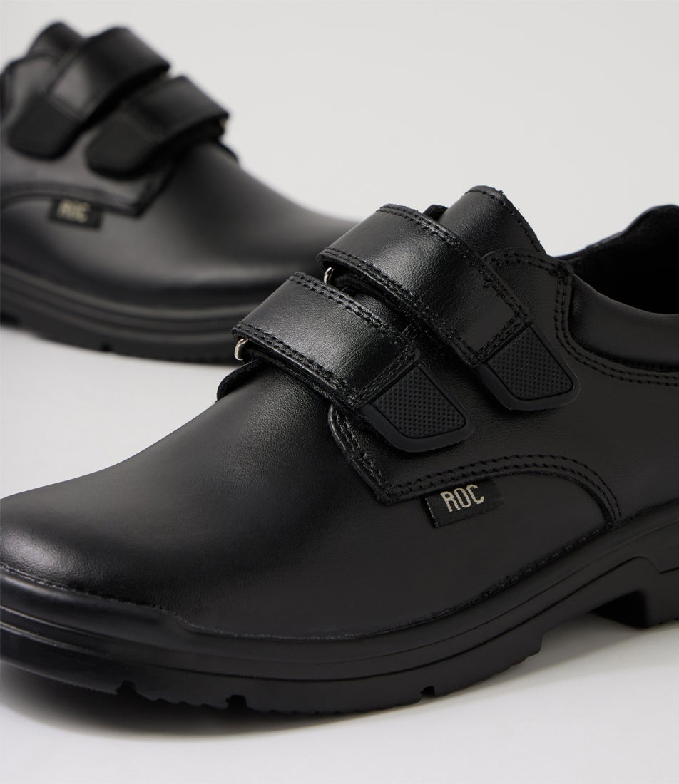 Rocket Youth Black Leather School Shoes