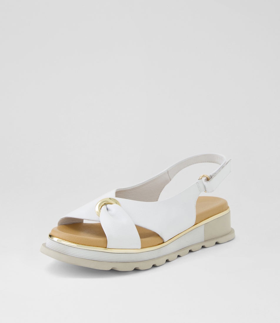 Crystin White Leather Sandals