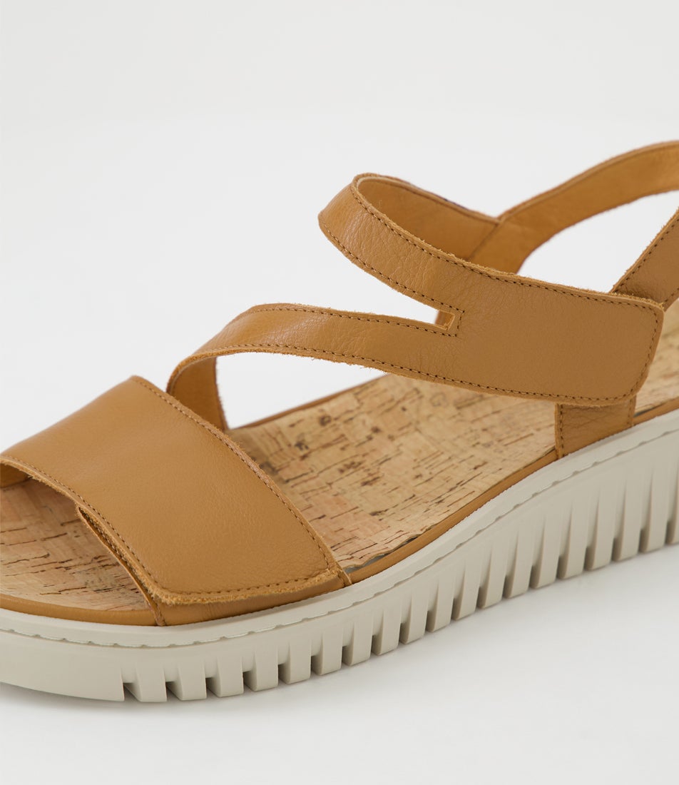 Inga Dark Tan Almond Leather Sandals