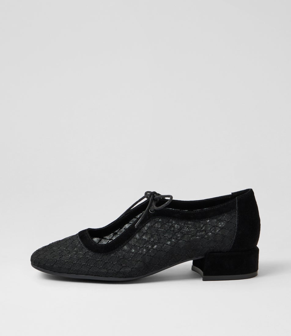 Violeine Black Suede Mix Mary Jane Heels