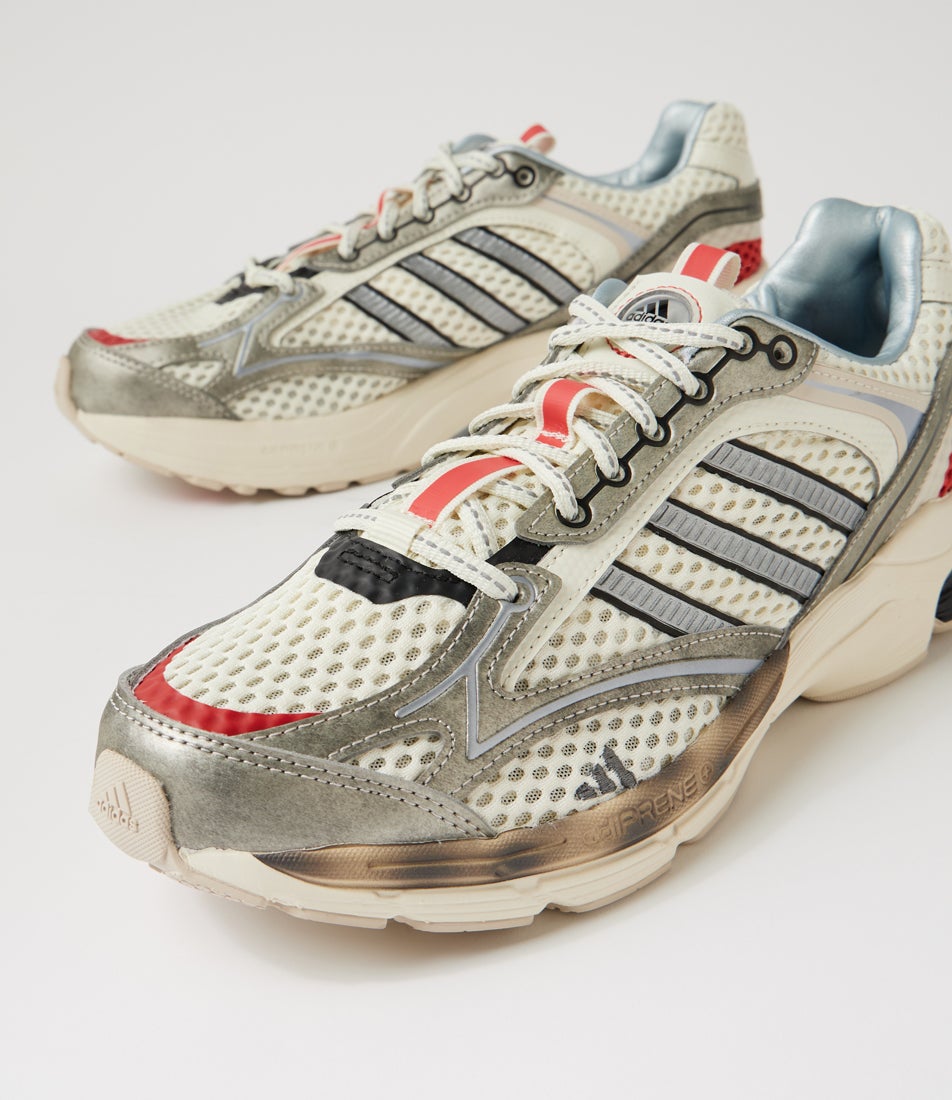 Spiritain 2000 M Ivory Grey Metallic Black Mesh Lace Ups