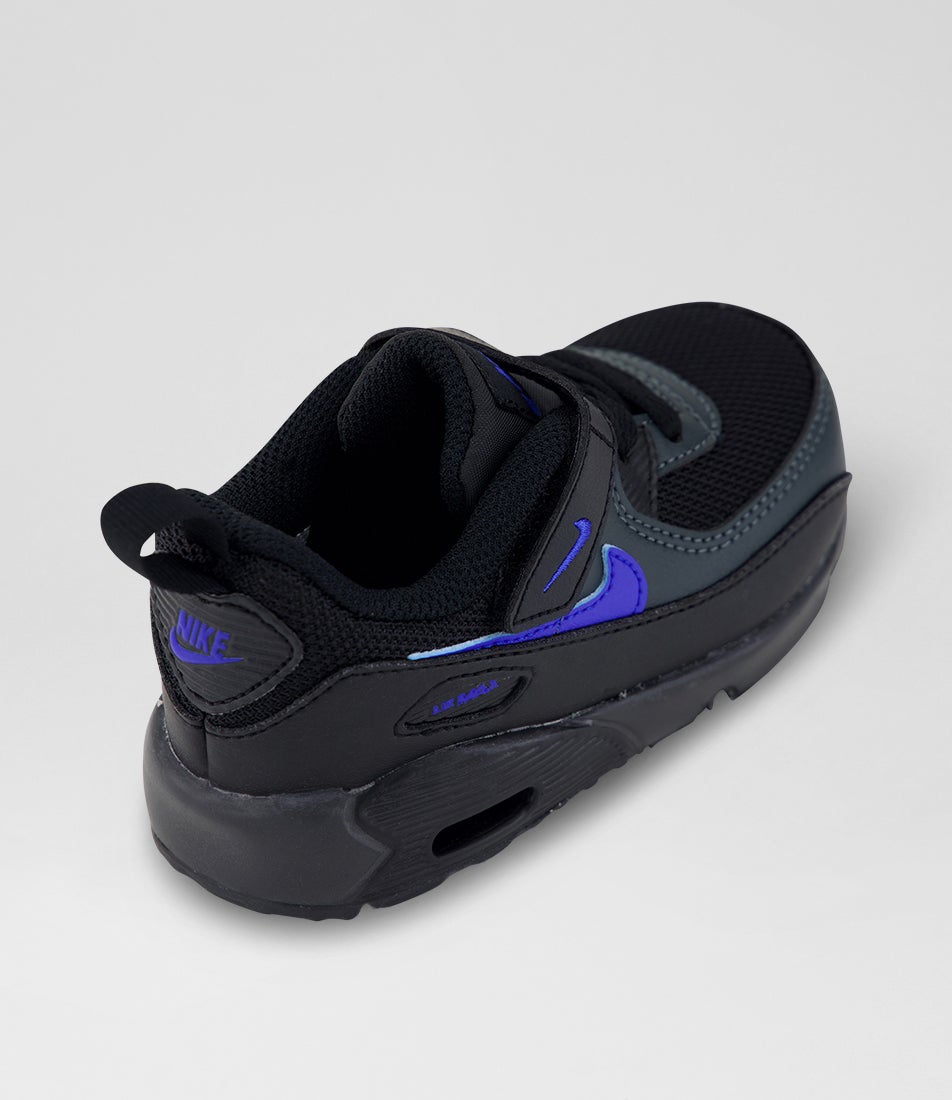 Air Max 90 Toddler Black Racer Blue Smoke Grey Fabric Sneakers