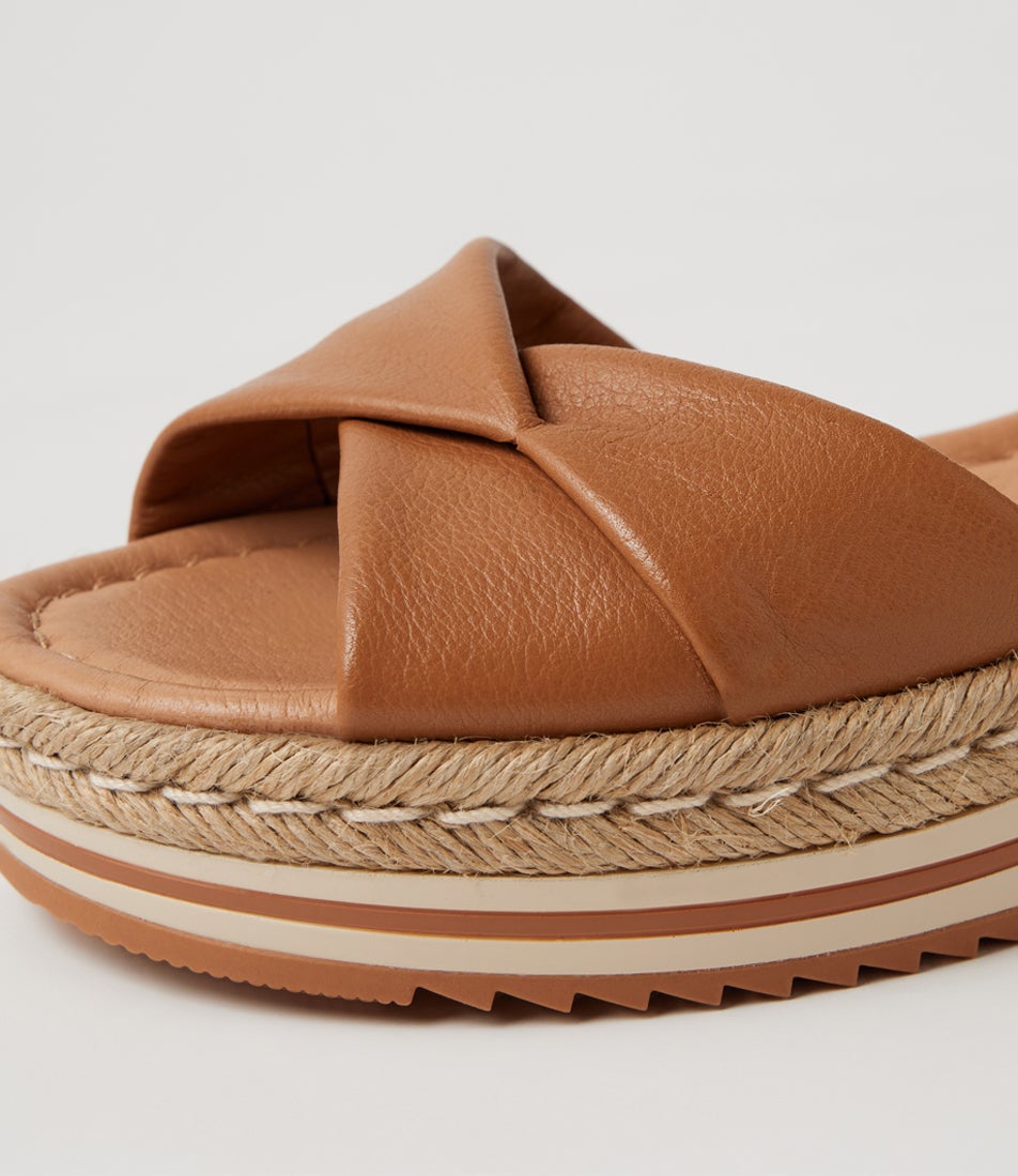 Angles Dark Tan Leather Sandals