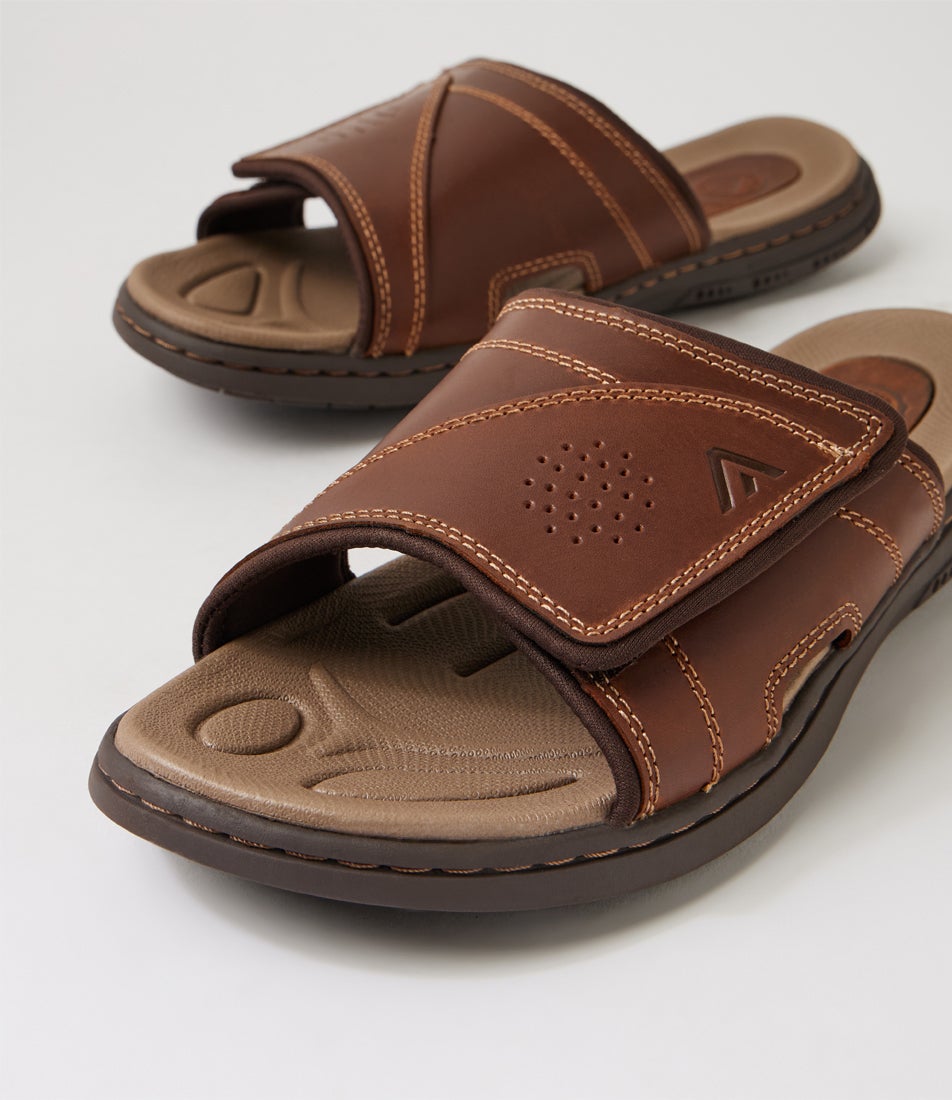 Duke Dark Brown Crazyhorse Leather Slides