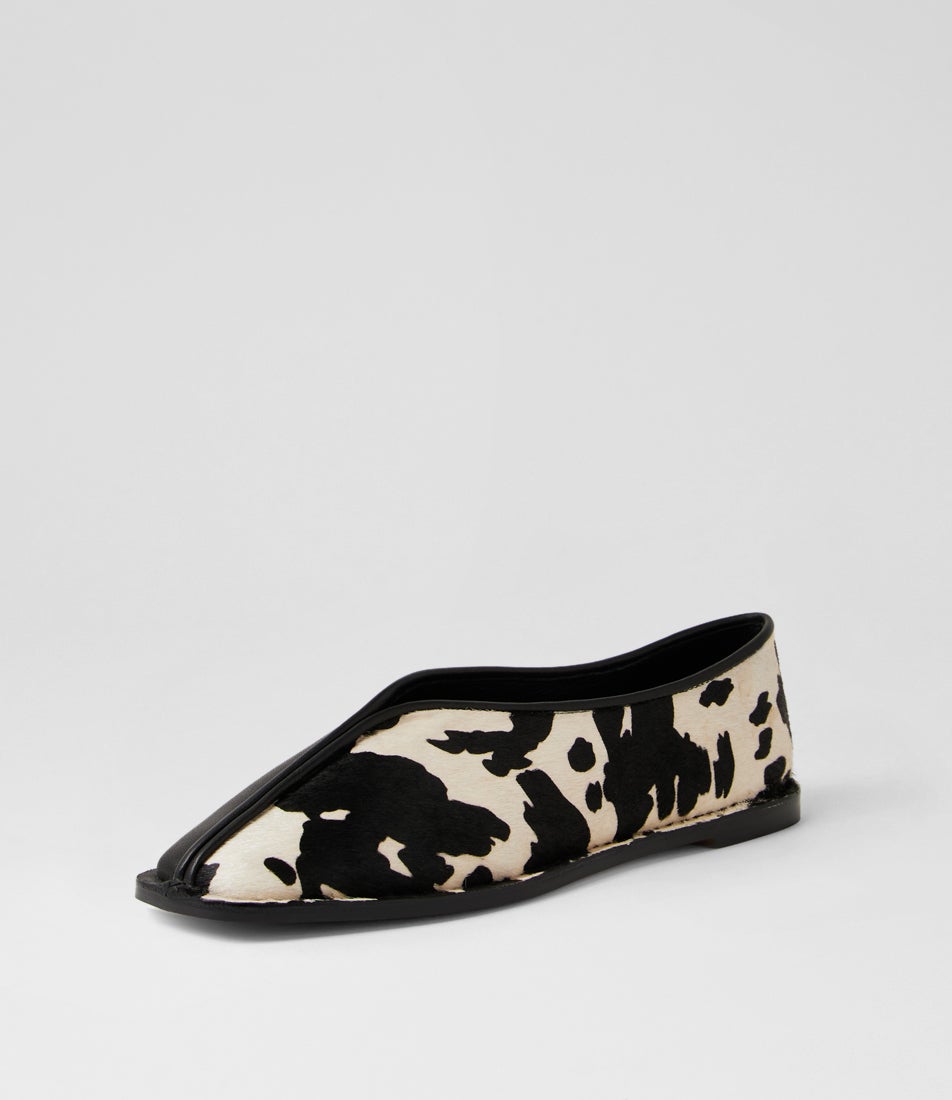 Ada Black Cowhide Leather Ballet Flats