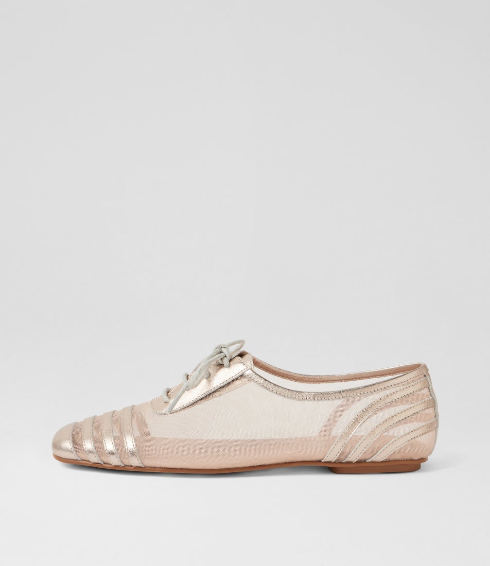Vyolet Platino Mesh Lace Up Flats