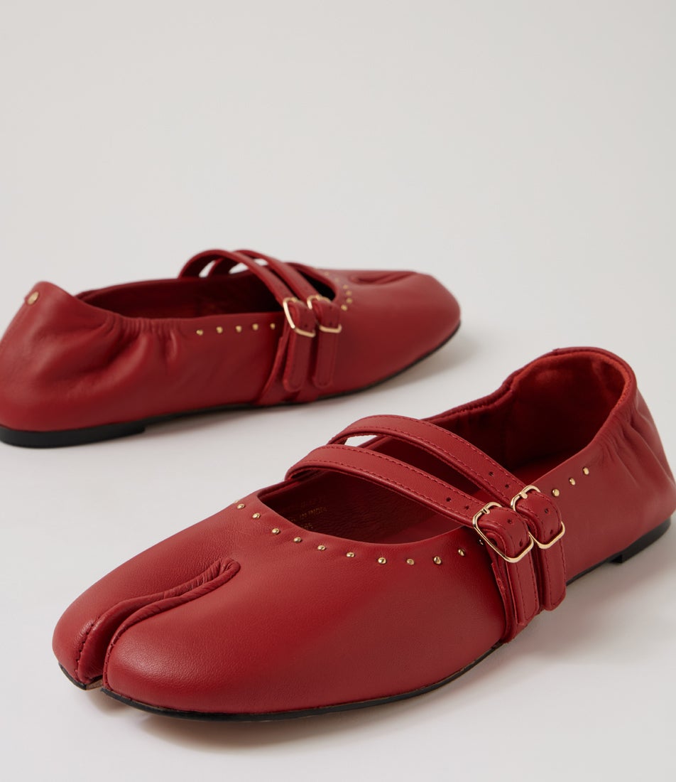 Semm-Ie Deep Red Soft Leather Mary Janes