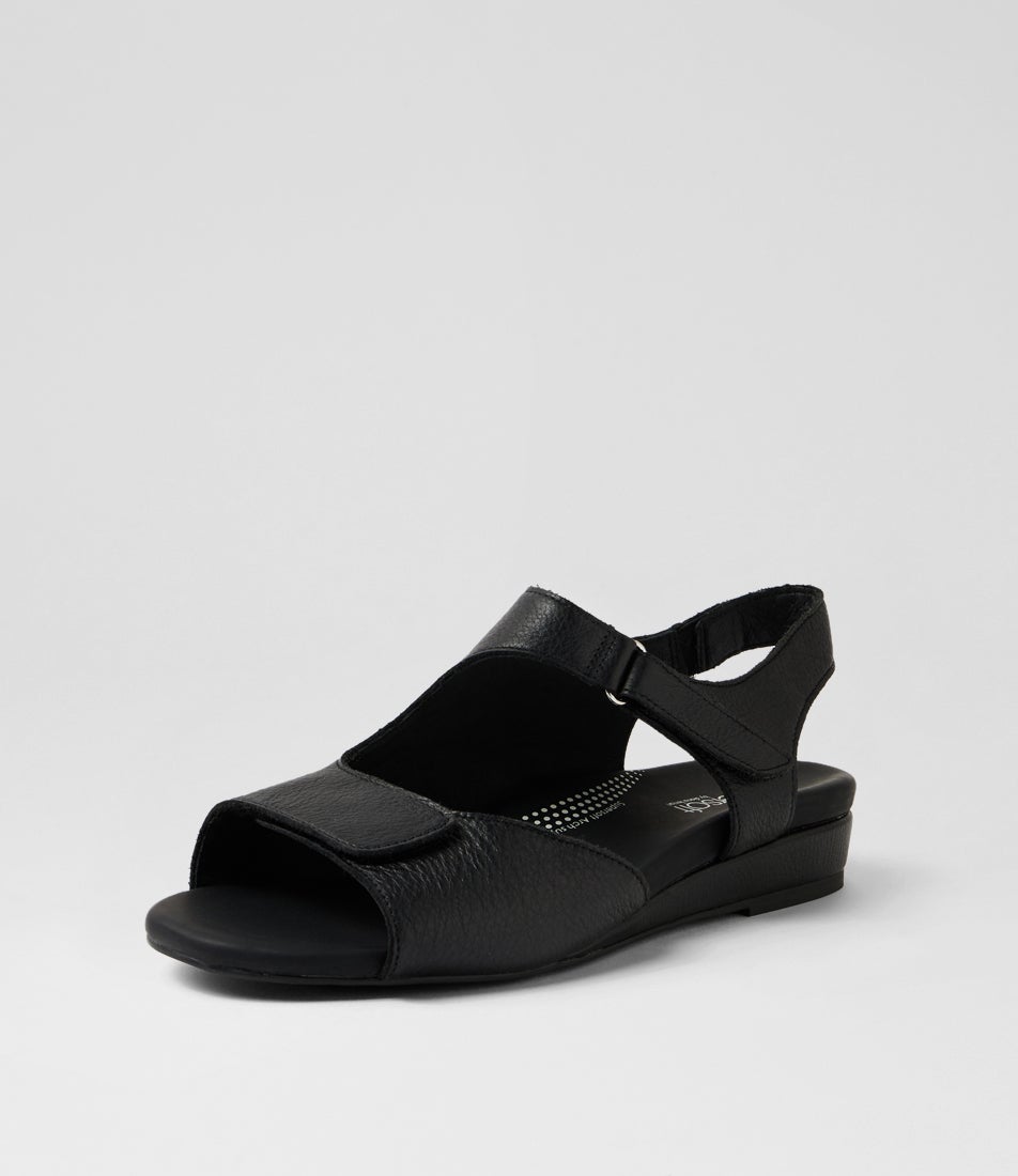 Jarrine Black Leather Sandals