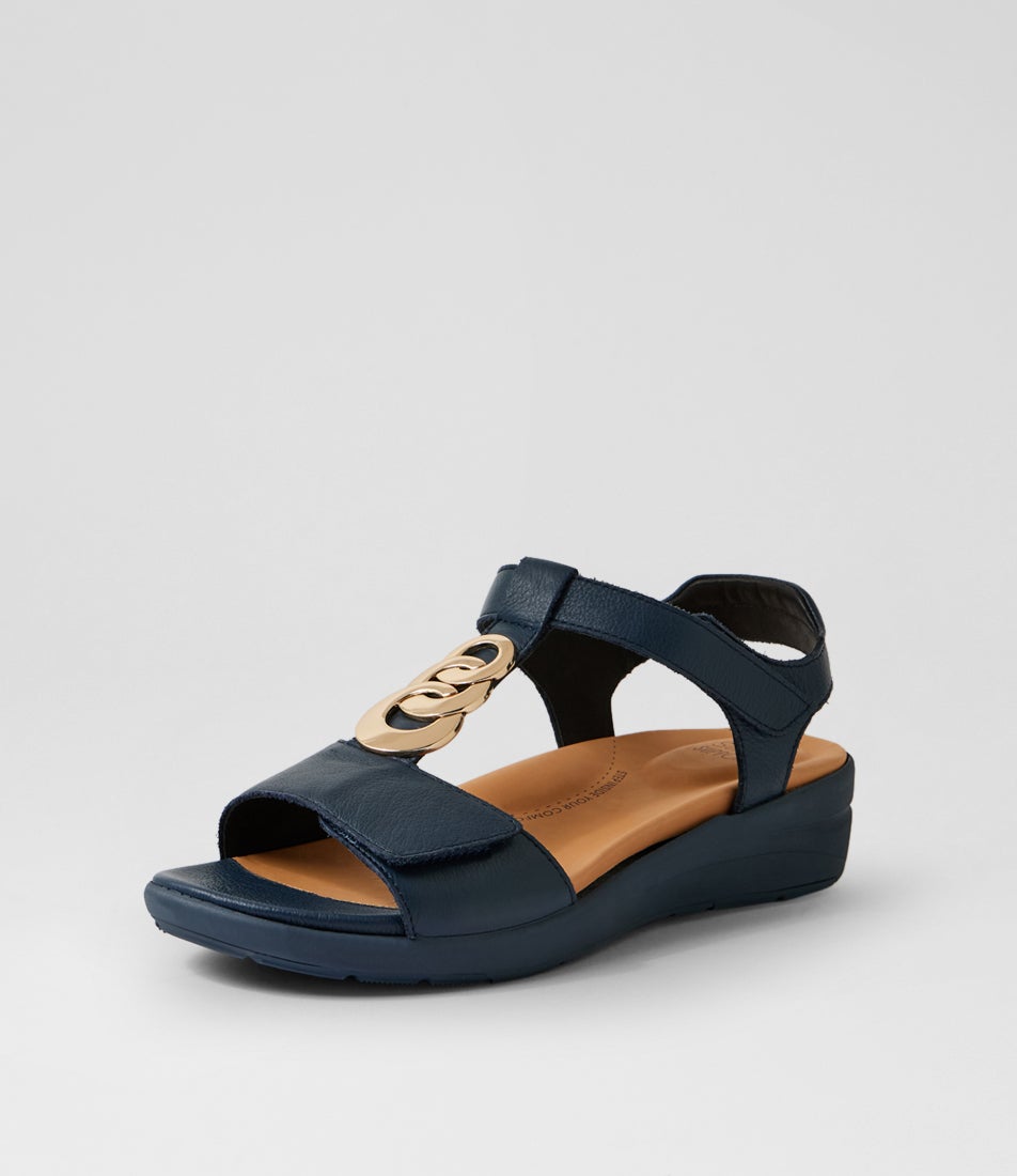 Navvon Xw Navy Leather Sandals