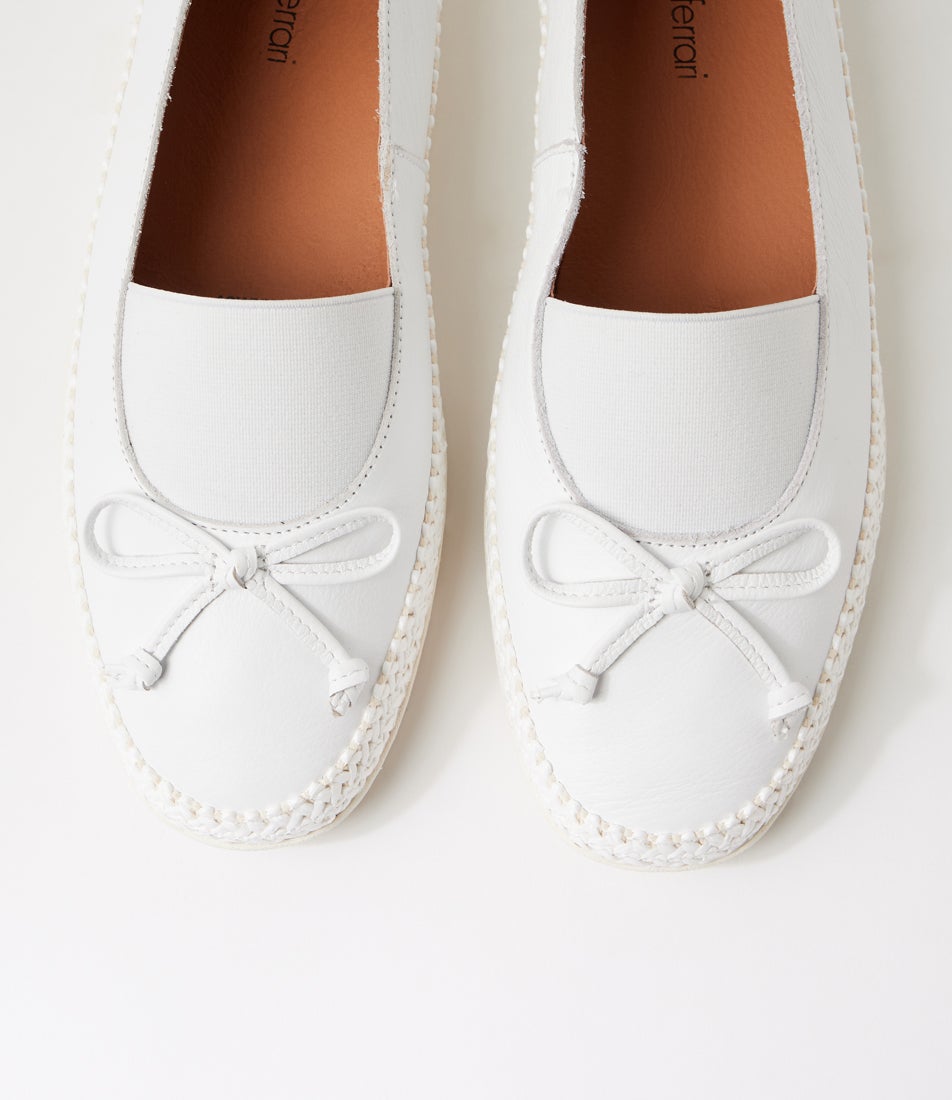 Aslynn White Leather Flat Shoes