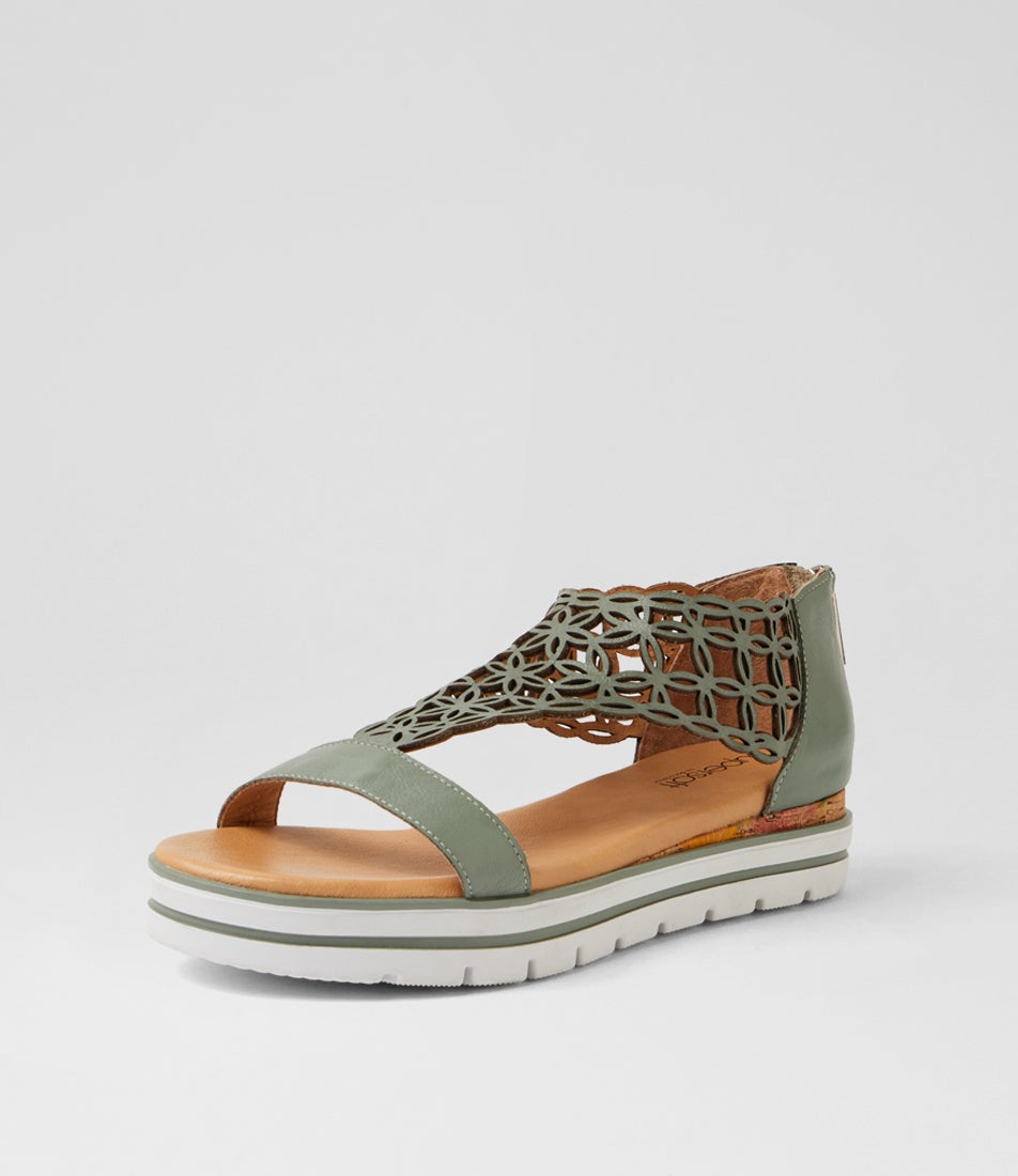 Alexiander Sage Floral Cork Leather Sandals Alexiander Sage Floral Cork Leather Sandals