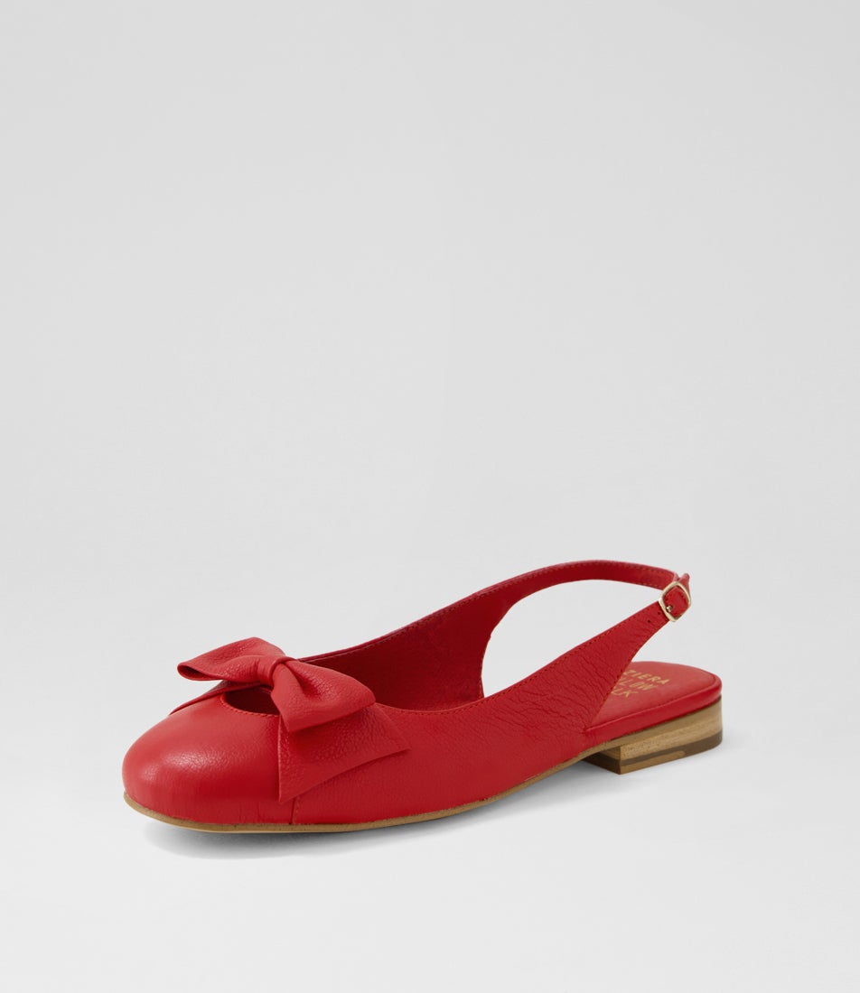 Deloe W Red Leather Slingbacks
