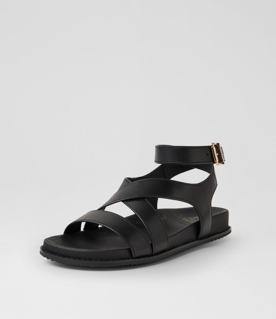 Herra W Black Leather Sandals