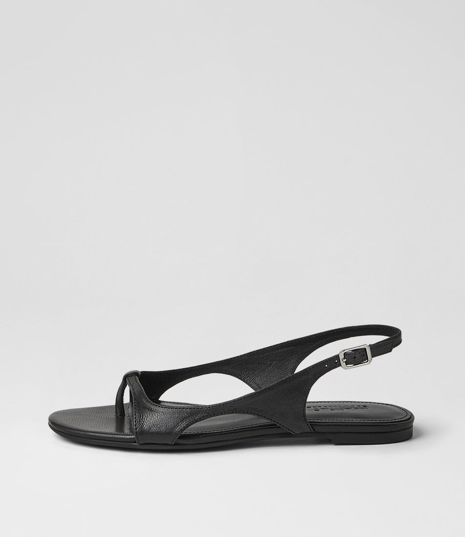 Doew Black Luxe Leather Sandals