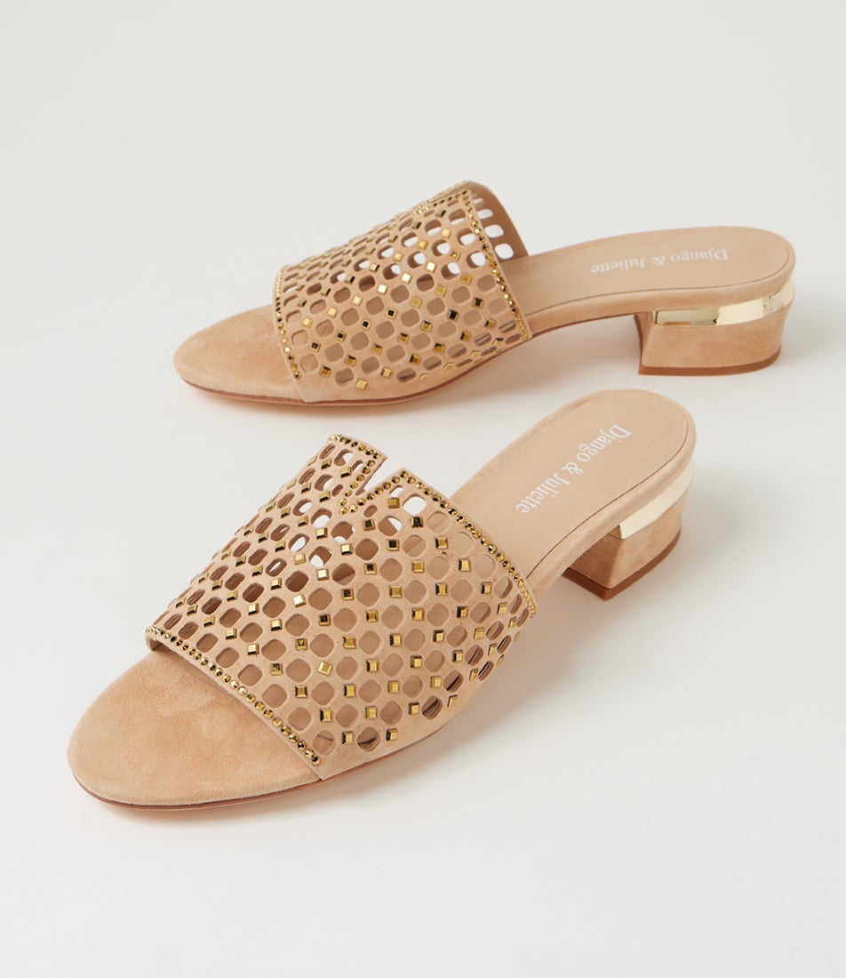 Tropics Sandy Gold Suede Jewels Sandals