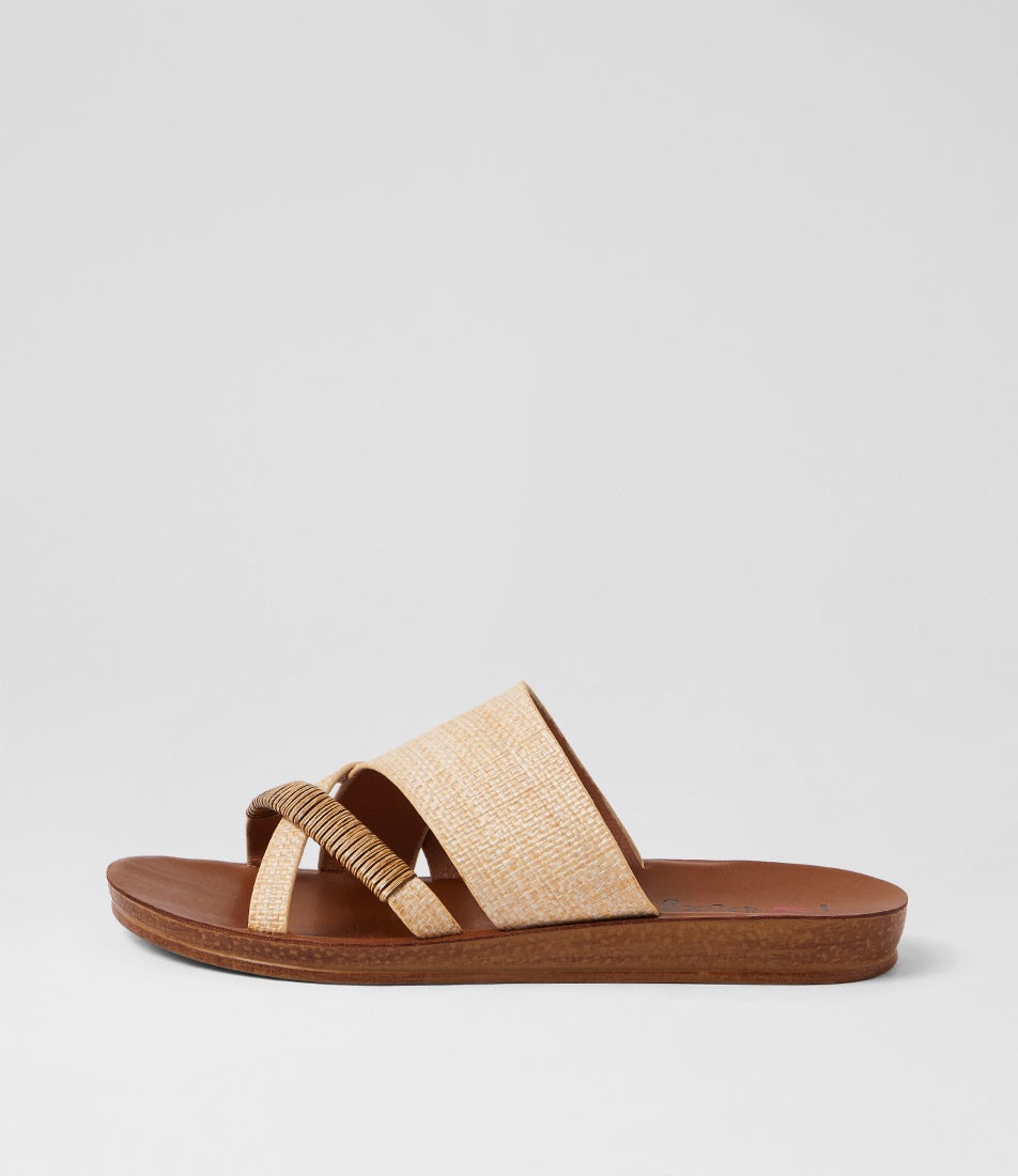 Kistune Natural Synthetic Raffia Slides