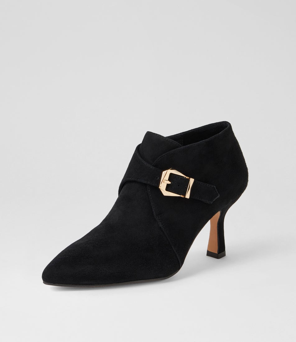 Linny Black Suede Ankle Boots