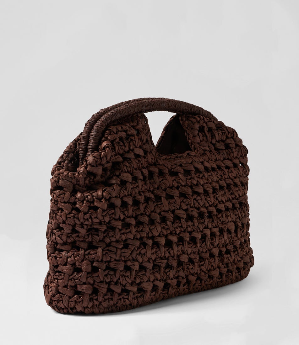 Birdie Chocolate Raffia Clutch