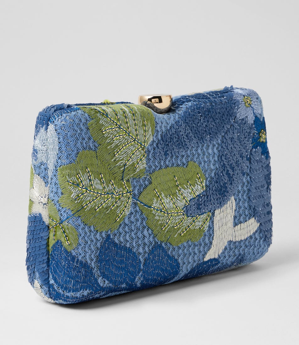 Greta Floral Blue Fabric Clutch