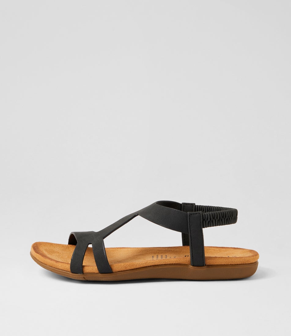 Fikela Black Nubuck Pu Sandals
