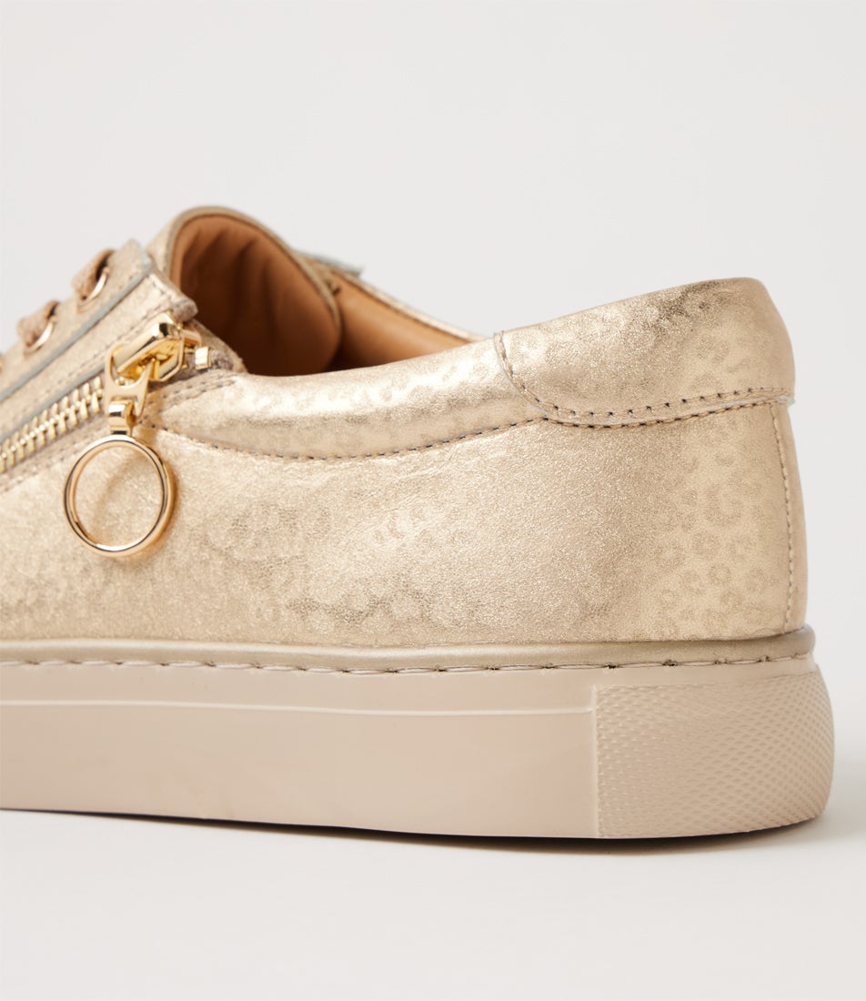 Pamela Xf Gold Cheetah Leather Sneakers
