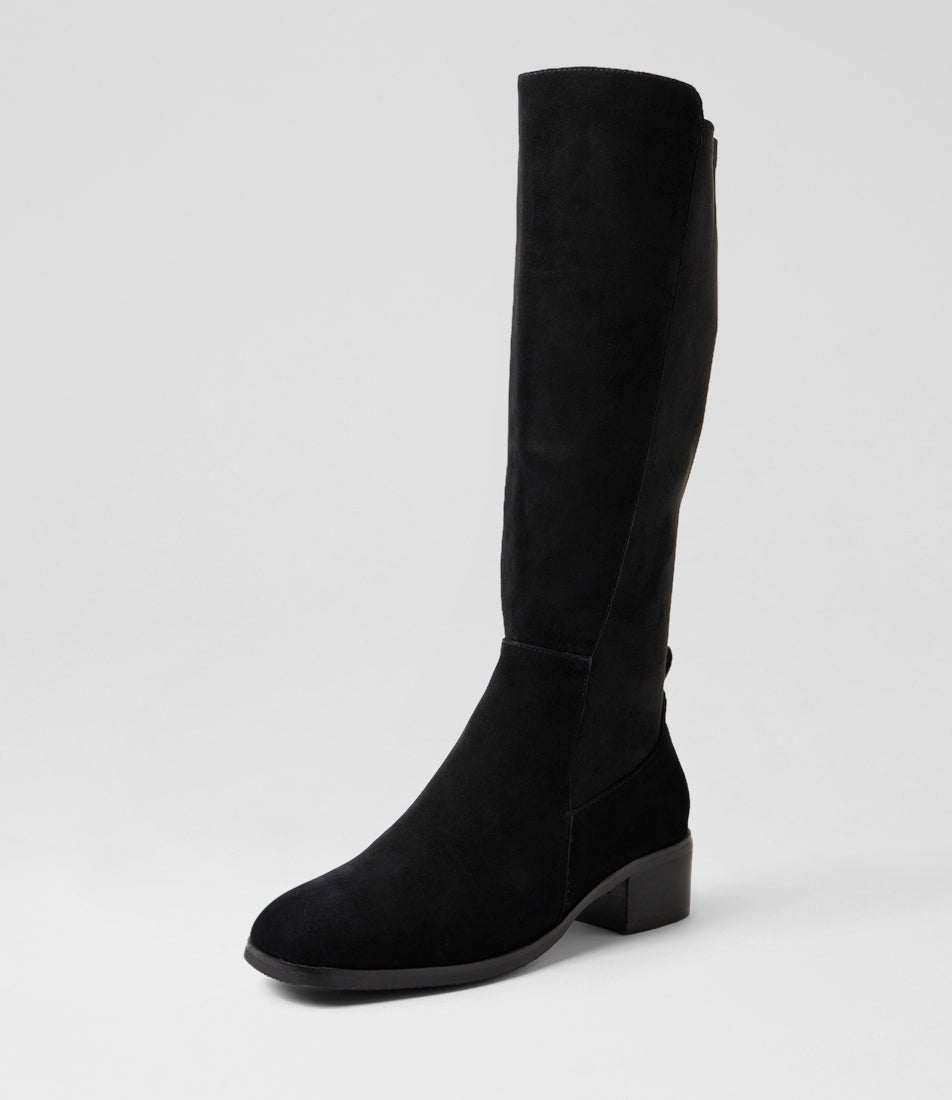 Oreos Black Suede Knee High Boots