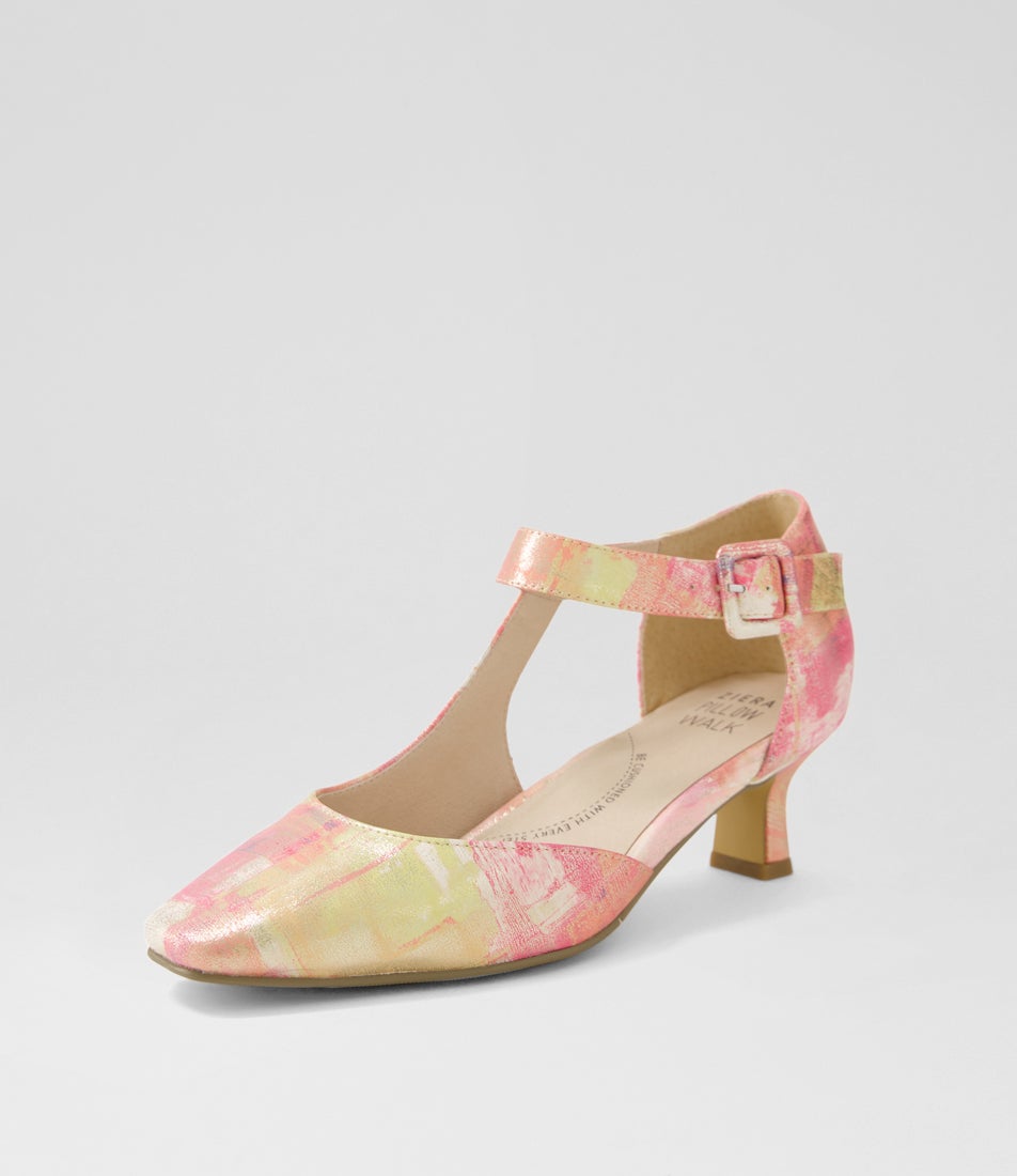 Okies Xw Pink Multi Leather Heels