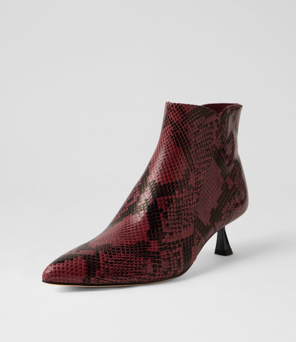 Varba Wine Leather Ankle Boots