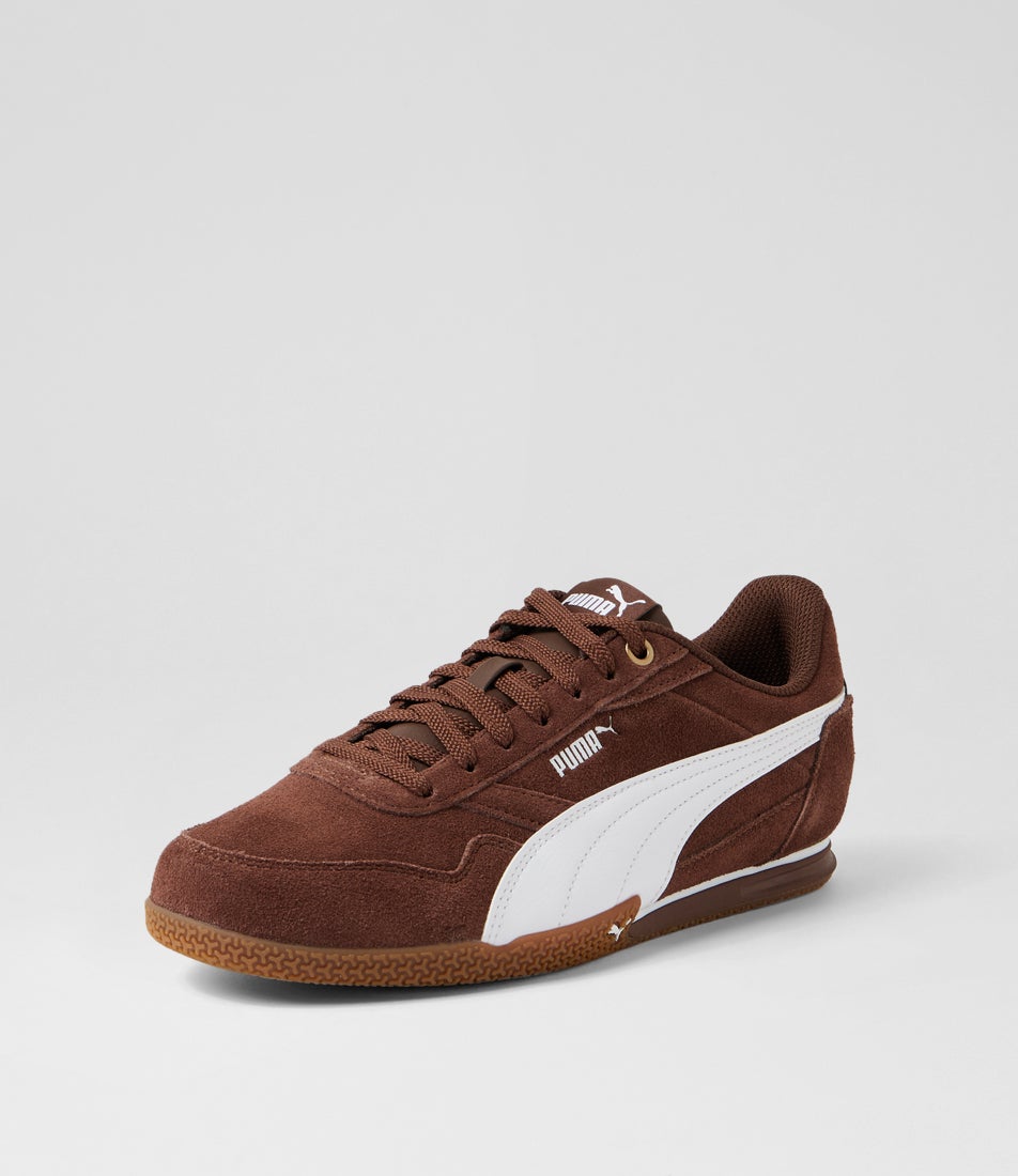 Bella Donna Chestnut Brown White Gold Microsuede Sneakers