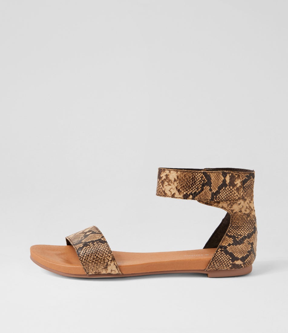 Juzz Camel Choc Snake Camel Choc Snake Leather Sandals
