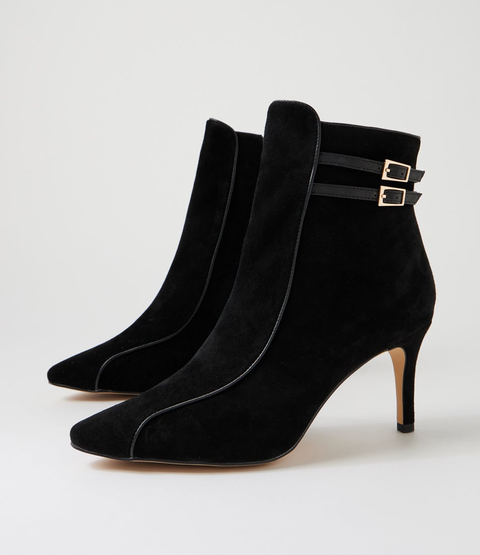 Brinna Black Suede Ankle Boots