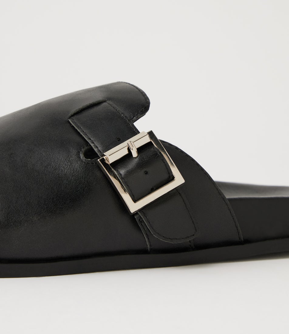 Tryna Black Leather Sandals