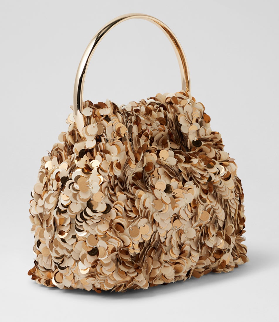 Sharma Sequin Natural Fabric Clutch