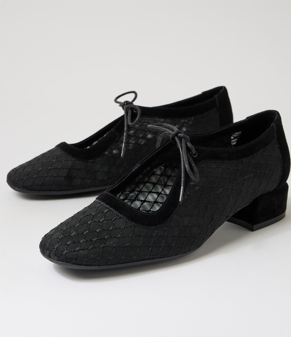 Violeine Black Suede Mix Mary Jane Heels