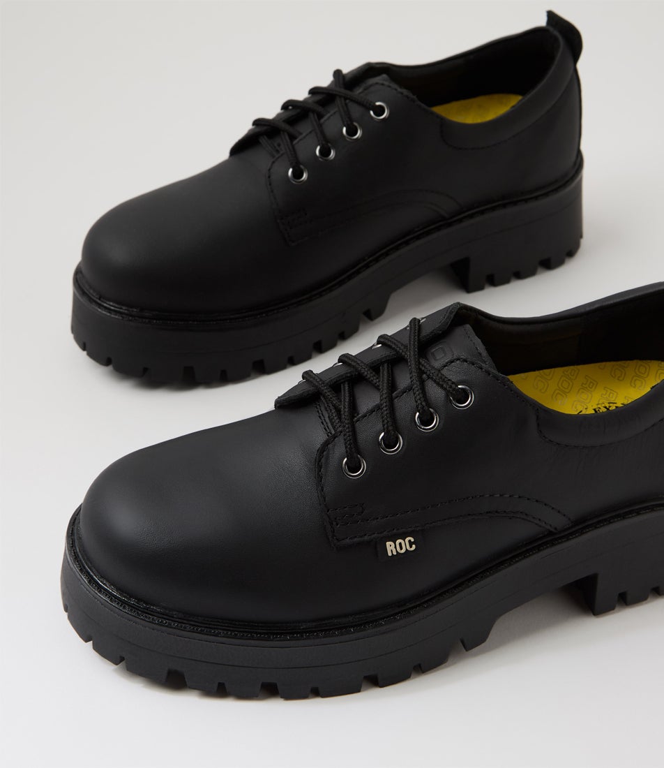 Cosmic Senior Black Leather School Shoes