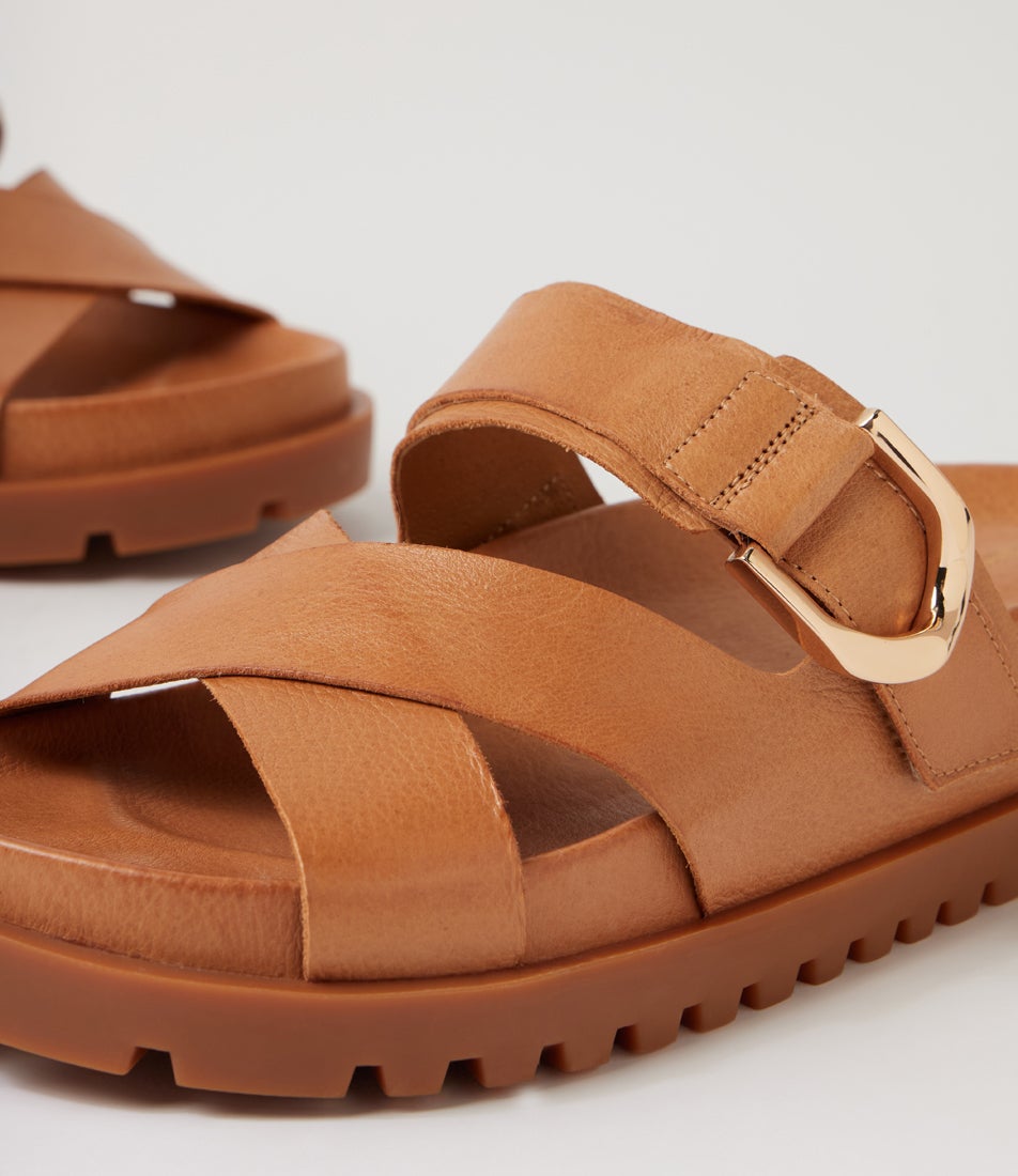 Unitey Toffee Leather Slides