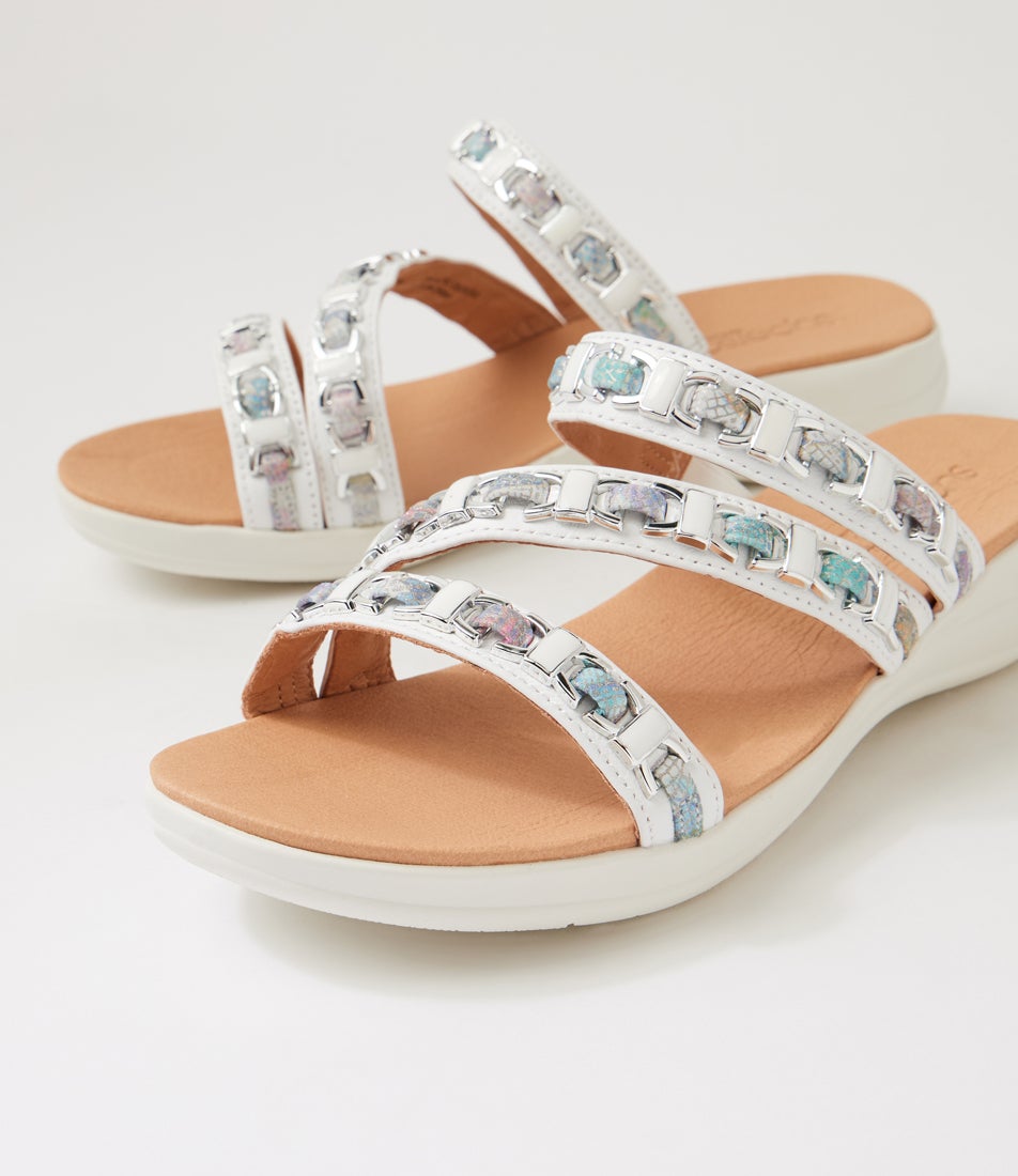 Maybelle White Pastel Melody Leather Sandals