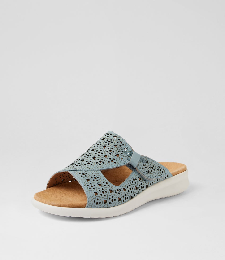 Binty Xw Denim White Leather Sandals